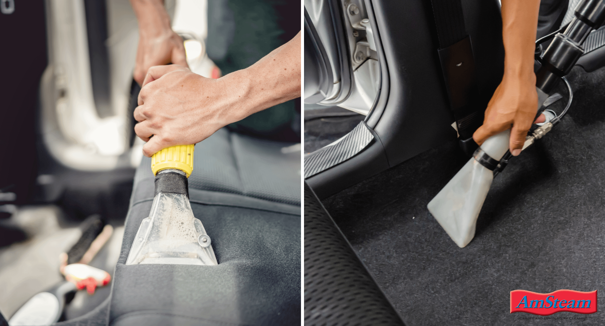 A deep cleaning is done in a car's interior